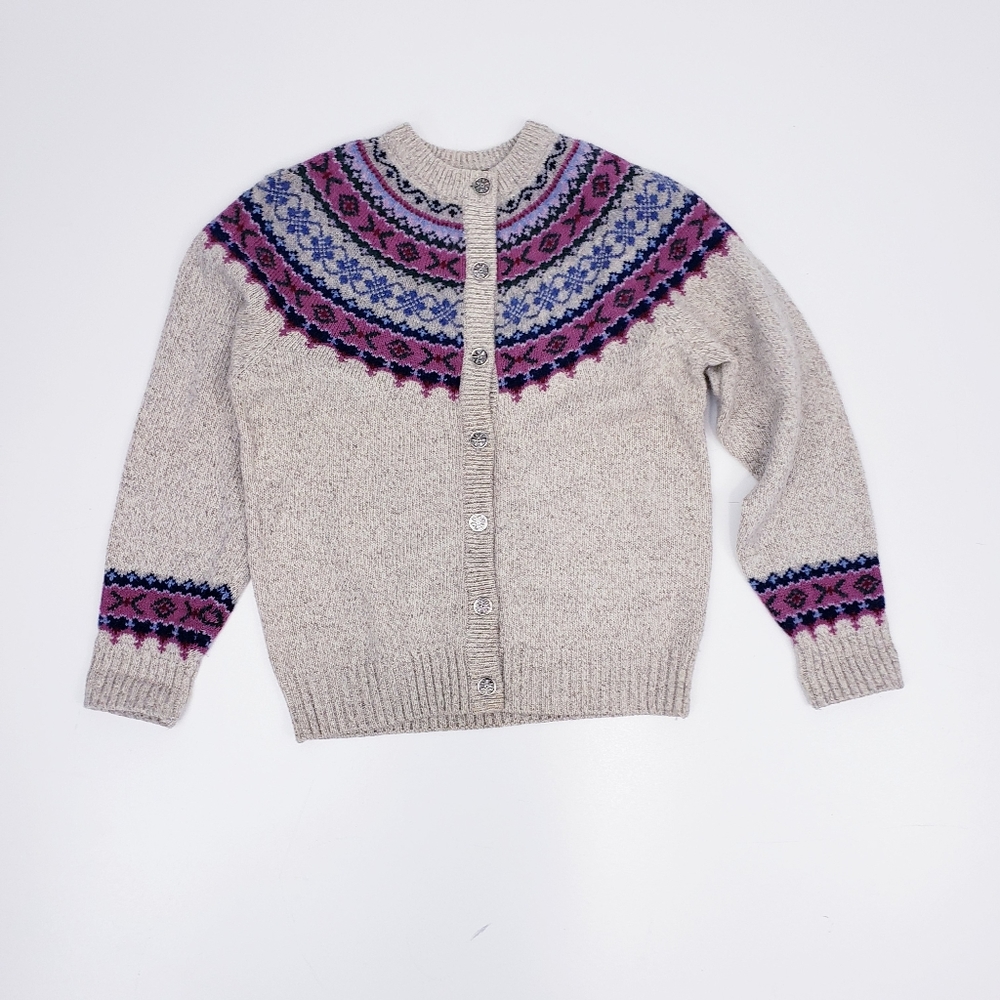 Vintage 1980s Eddie Bauer Fair Isle Nordic Wool Blend Sweater Size Medium - Picture 1 of 9